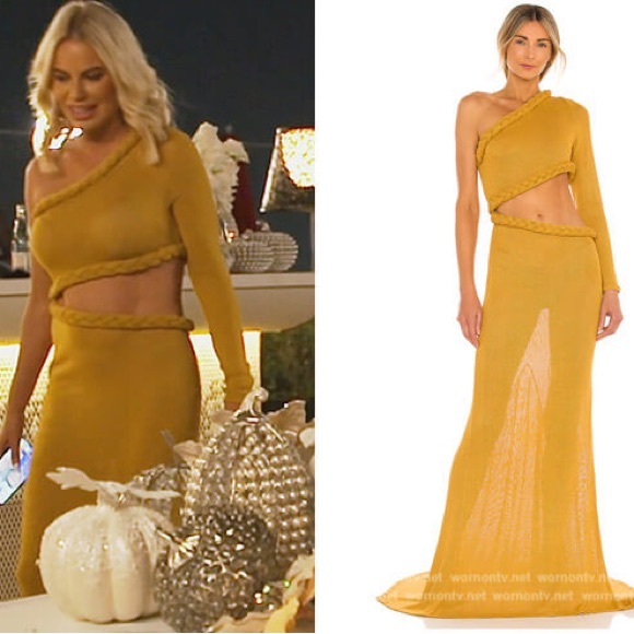Bronx and Banco, Dalia One Shoulder Knit Dress, Mustard, S - Picture 1 of 4